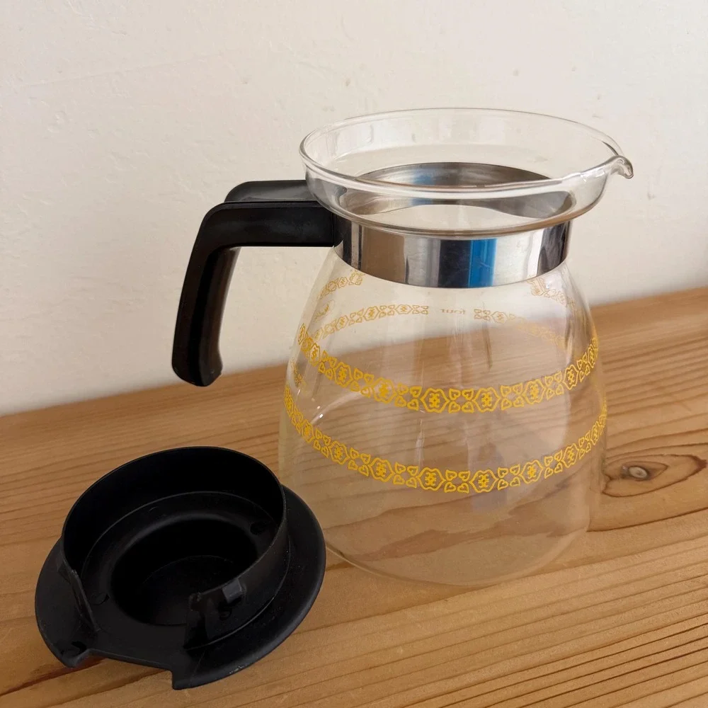 Vintage Melitta Corning Glass Coffee Carafe‎ Gold Floral MCM Replacement